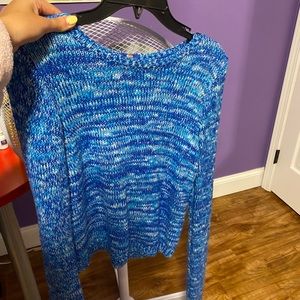 long sleeve back zip blue sweater!